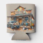 Western Old Cowboys Truck and Dog at 食べ物を与え Store 缶クーラー (裏面)