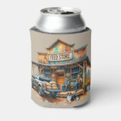 Western Old Cowboys Truck and Dog at 食べ物を与え Store 缶クーラー (缶裏面)