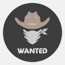 Western Outlaw Cowboy Wanted ラウンドシール