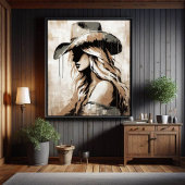 Western Painted Cowgirl Art Print Poster  ポスター