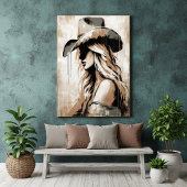 Western Painted Cowgirl Art Print Poster  ポスター