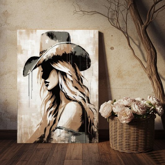 Western Painted Cowgirl Art Print Poster  ポスター