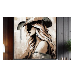 Western Painted Cowgirl Art Print Poster  ポスター