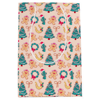Western Pastel Cowboy Christmas Gift  ミディアムペーパーバッグ