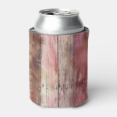 Western Pink Brown Cowgirl Faux Wood 缶クーラー (缶正面)