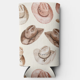 Western Pink Brown Cowgirl Hats   缶クーラー