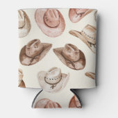 Western Pink Brown Cowgirl Hats   缶クーラー (正面)