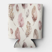 Western Pink Brown Cowgirl Native Feathers 缶クーラー (正面)