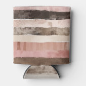 Western Pink Brown Cowgirl Stripes 缶クーラー (正面)