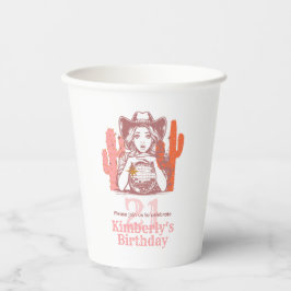 Western Pink Cowgirl Disco 21st Birthday Party 紙コップ