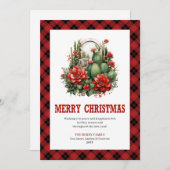 Western Plaid Buffalo Christmas Greeting Card シーズンカード (正面/裏面)