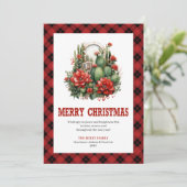 Western Plaid Buffalo Christmas Greeting Card シーズンカード (スタンド正面)