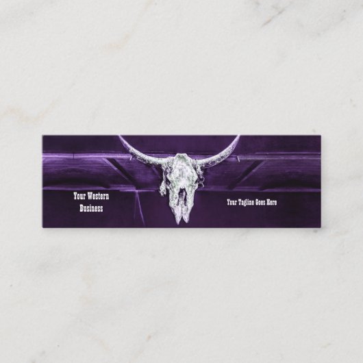 Western Purple White Rustic Bull Cow Skull Barn スキニー名刺 (正面)