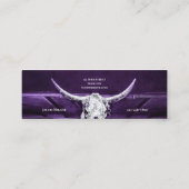 Western Purple White Rustic Bull Cow Skull Barn スキニー名刺 (裏面)