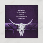 Western Purple White Rustic Bull Cow Skull Barn スクエア名刺 (裏面)