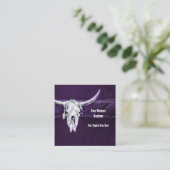 Western Purple White Rustic Bull Cow Skull Barn スクエア名刺 (スタンド正面)