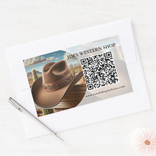 Western QR Code Business 長方形シール (封筒)