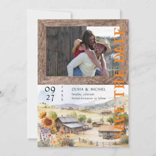 Western Ranchの結婚写真Save the Date (正面)