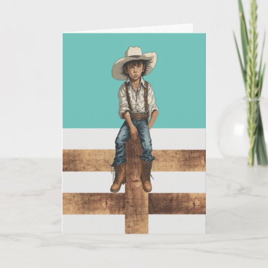 Western Ranch Cowboy Illustration – Country Style  カード (正面)