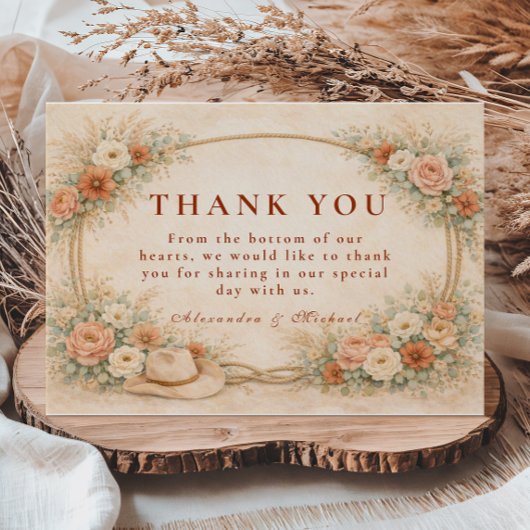 Western Ranch Romance Wedding サンキューカード