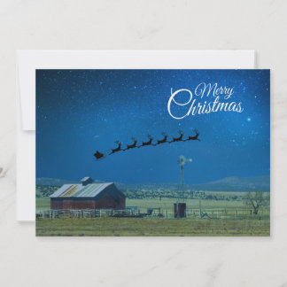 Western Ranch scene with Santa and Reindeer シーズンカード