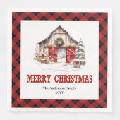 Western Ranch Style Buffalo Plaid Xmas Napkins (正面)
