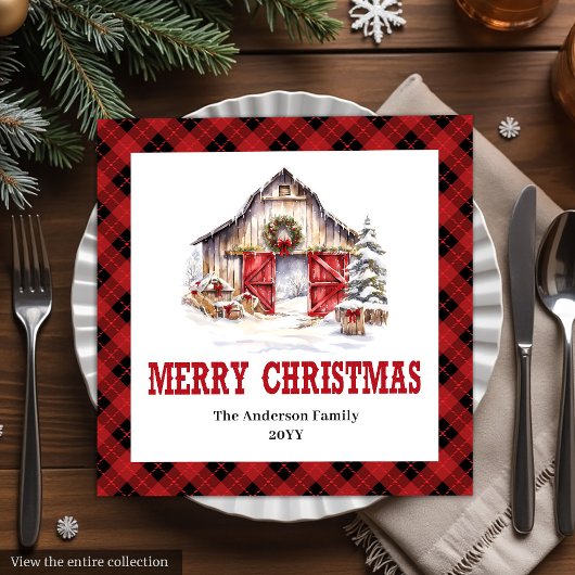 Western Ranch Style Buffalo Plaid Xmas Napkins