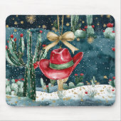 Western Red Cowboy Hat Cactus  マウスパッド (正面)