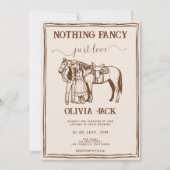 Western Retro Funky Hand Drawn Photo Wedding 招待状 (正面)