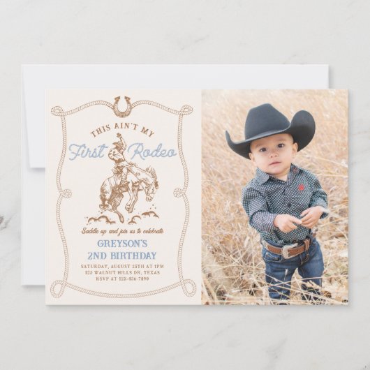 Western Rodeo 2nd Birthday Photo 招待状 (正面)