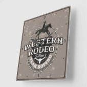 Western Rodeo ADD NAME Old West Steer Roping  スクエア壁時計 (傾斜)