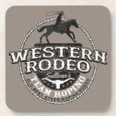 Western Rodeo ADD NAME Old West Steer Roping Roper コースター (正面)