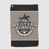 Western Rodeo ADD NAME Old West Steer Roping Roper ゴルフタオル (正面)