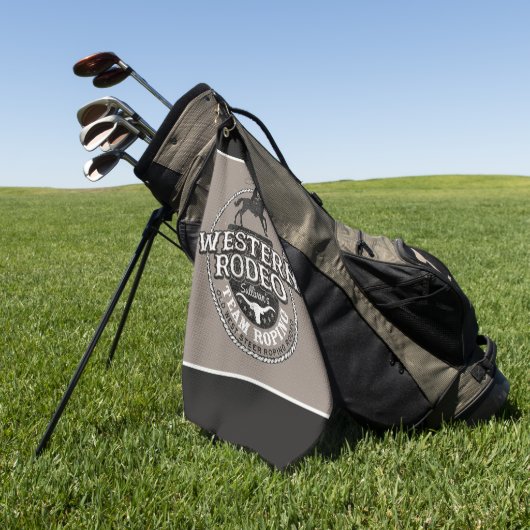 Western Rodeo ADD NAME Old West Steer Roping Roper ゴルフタオル (グリーン)