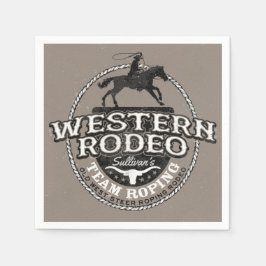 Western Rodeo ADD NAME Old West Steer Roping Roper スタンダードカクテルナプキン