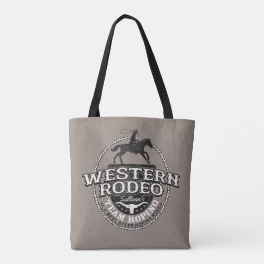 Western Rodeo ADD NAME Old West Steer Roping Roper トートバッグ (裏面)