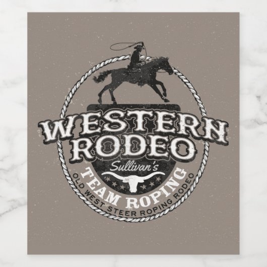 Western Rodeo ADD NAME Old West Steer Roping Roper ビールラベル (シングルラベル)