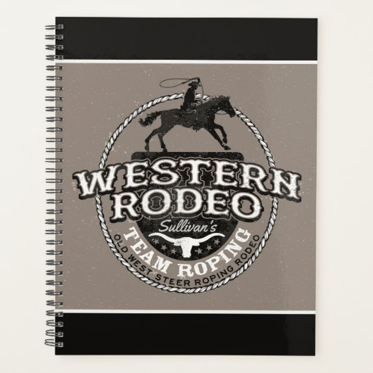 Western Rodeo ADD NAME Old West Steer Roping Roper プランナー手帳 (正面)