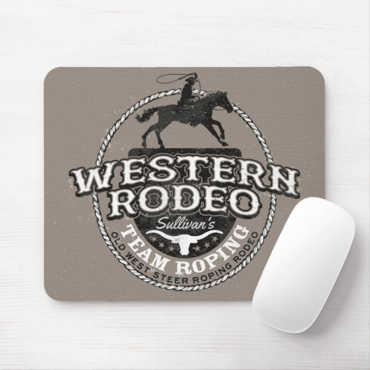 Western Rodeo ADD NAME Old West Steer Roping Roper マウスパッド (マウス)
