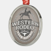 Western Rodeo ADD NAME Old West Steer Roping Roper メタルオーナメント (左)