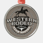 Western Rodeo ADD NAME Old West Steer Roping Roper メタルオーナメント (正面)