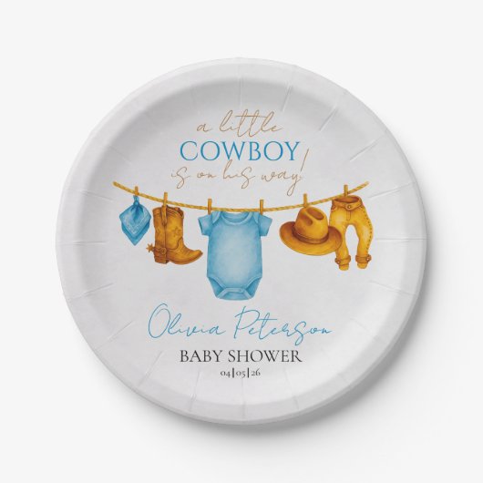 Western Rodeo Baby Shower Plates for Boys ペーパープレート (正面)