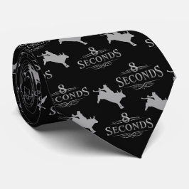 Western Rodeo Bull Riding 8 Seconds Black / Silver ネクタイ
