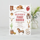 Western Rodeo Cowboy First Rodeo 1st Birthday 招待状 (スタンド正面)