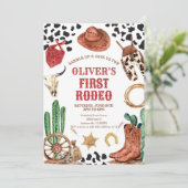Western Rodeo Cowboy First Rodeo 1st Birthday 招待状 (スタンド正面)