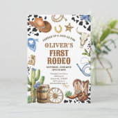 Western Rodeo Cowboy First Rodeo 1st Birthday 招待状 (スタンド正面)