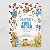 Western Rodeo Cowboy First Rodeo 1st Birthday 招待状 (正面/裏面)