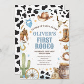 Western Rodeo Cowboy First Rodeo 1st Birthday 招待状 (正面/裏面)