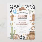 Western Rodeo Cowboy Second Rodeo 2nd Birthday 招待状 (正面)