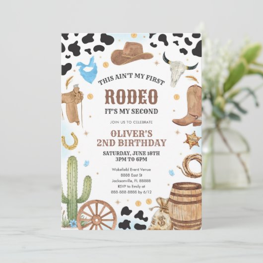 Western Rodeo Cowboy Second Rodeo 2nd Birthday 招待状 (スタンド正面)